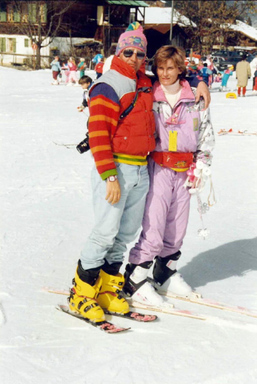 1992, with my wife and my Big Foot skis