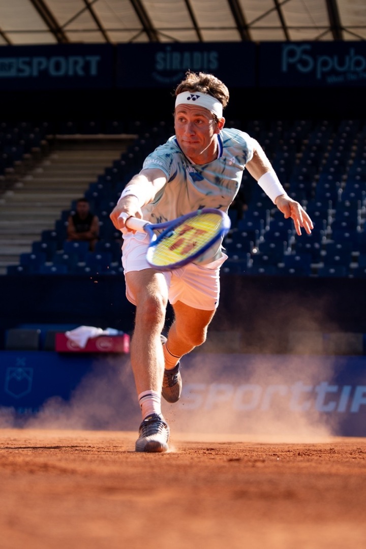 Casper Ruud at practice last Sunday | Photo: Breakpoint Images/EFG Swiss Open Gstaad 2025