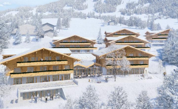 The New Alpenblick Gstaad – On roughly 10,000 m², a holiday and educational oasis is set to emerge, with a central restaurant where locals and guests from all walks of life can meet for coffee or an aperitif. Behind it, the four buildings that will provide affordable housing. The New Alpenblick Gstaad – On roughly 10,000 m², a holiday and educational oasis is set to emerge, with a central restaurant where locals and guests from all walks of life can meet for coffee or an aperitif. Behind it, the four buildings that will provide affordable housing.