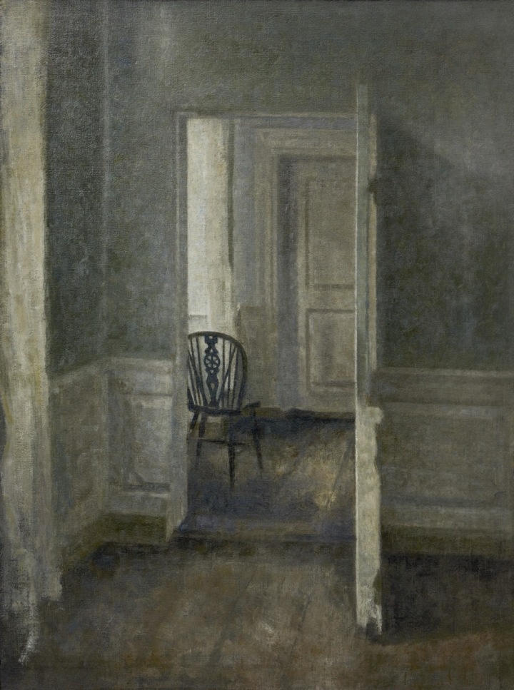 Vilhelm Hammershøi - Interior with WIndsor Chair at Strandgade 25, 1913 Vilhelm Hammershøi - Interior with WIndsor Chair at Strandgade 25, 1913