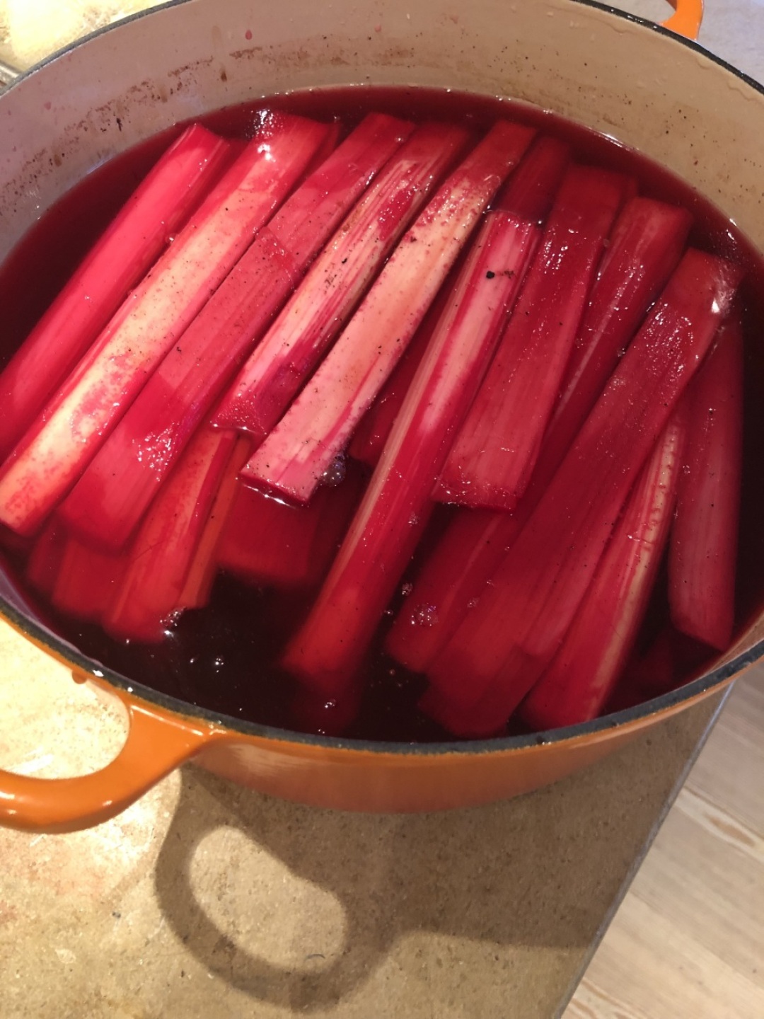Poaching rhubarbs in Gstaad, it smells delicious! | photo by Ralph Schelling Poaching rhubarbs in Gstaad, it smells delicious! | photo by Ralph Schelling